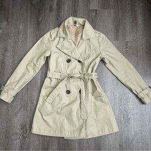 H&M Beige Double-Breasted Trench Coat with Belt